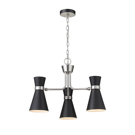 Soriano 3 Light Chandelier, Matte Black